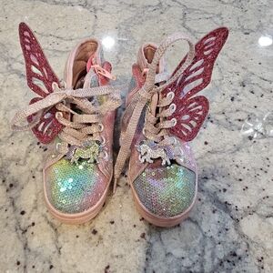Lola + The Boys Pink and Green Unicorn Wing Sneakers